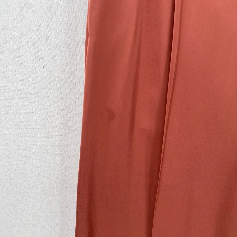 VINCE Satin High Waist Pants Womens 12 Pleated Wide Leg Cropped Silky Dressy - Picture 12 of 16